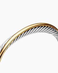 Crossover Two Row Cuff Bracelet Sterling Silver with 18K Yellow Gold, 5mm