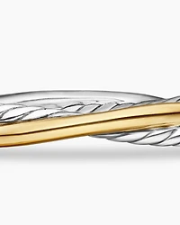 Crossover Two Row Cuff Bracelet Sterling Silver with 18K Yellow Gold, 5mm