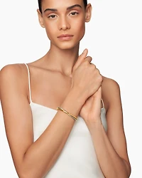 Crossover Two Row Cuff Bracelet Sterling Silver with 18K Yellow Gold, 5mm