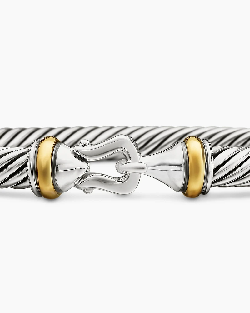 Buckle Classic Cable Bracelet Sterling Silver with 18K Yellow Gold