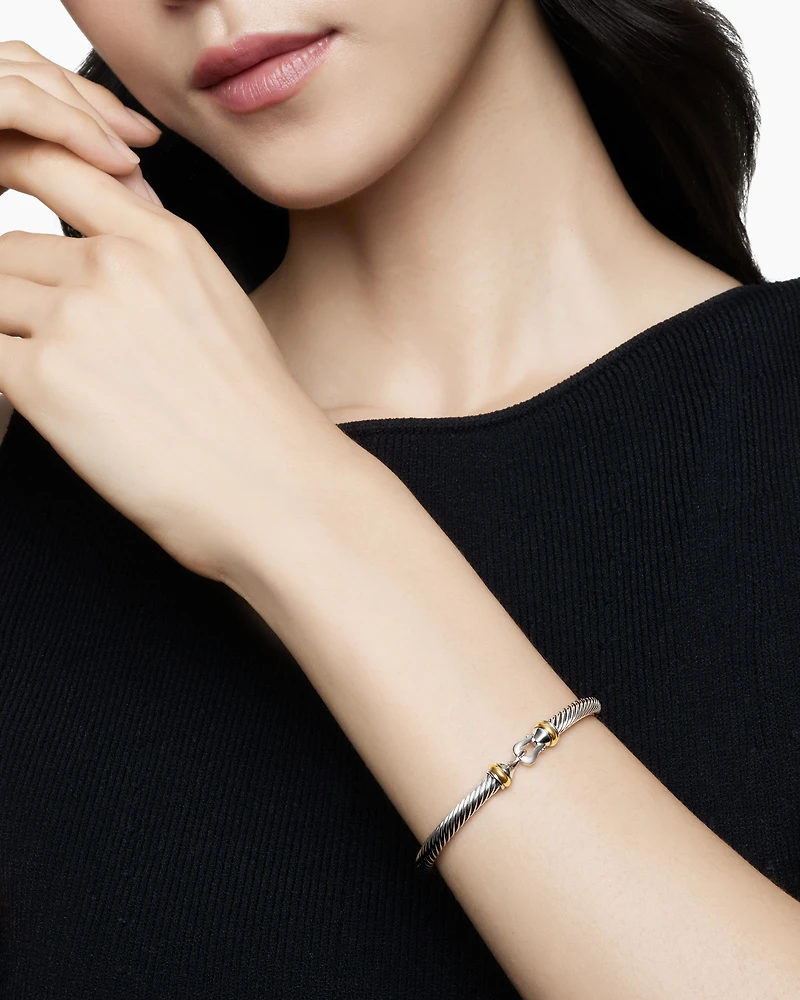Buckle Classic Cable Bracelet Sterling Silver with 18K Yellow Gold