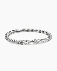 Buckle Classic Cable Bracelet Sterling Silver with Diamonds, 5mm