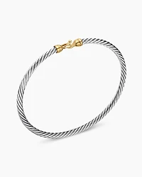 Buckle Classic Cable Bracelet Sterling Silver with 18K Yellow Gold, 3mm