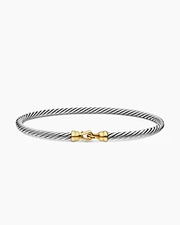 Buckle Classic Cable Bracelet Sterling Silver with 18K Yellow Gold, 3mm