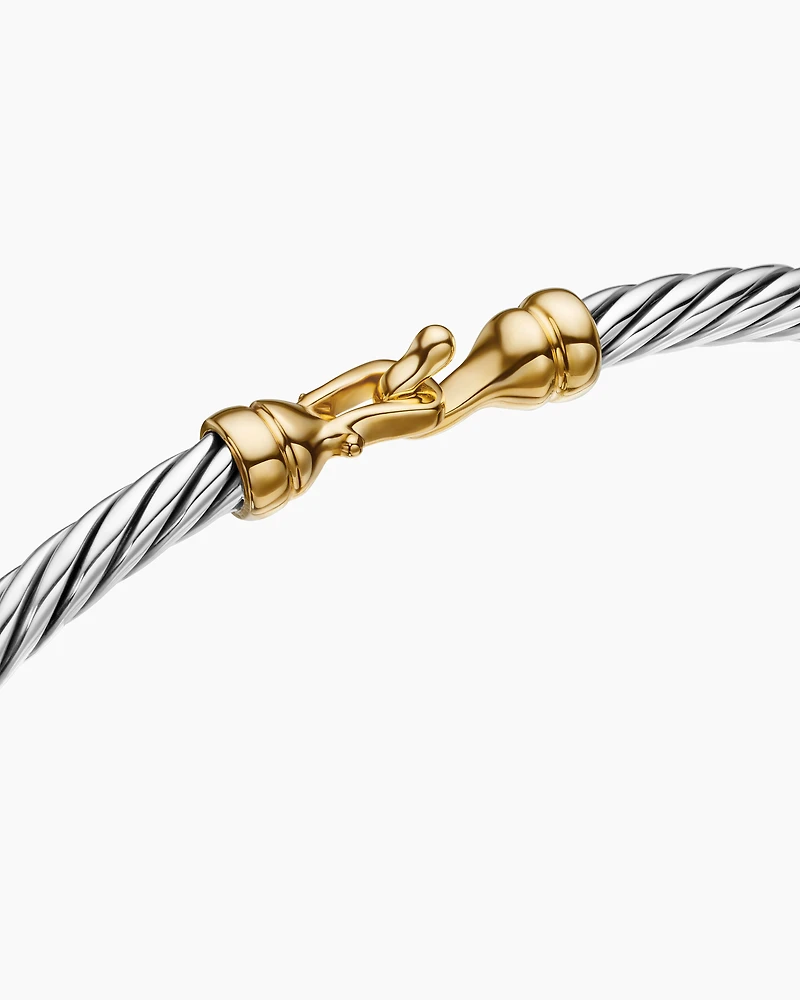 Buckle Classic Cable Bracelet Sterling Silver with 18K Yellow Gold, 3mm