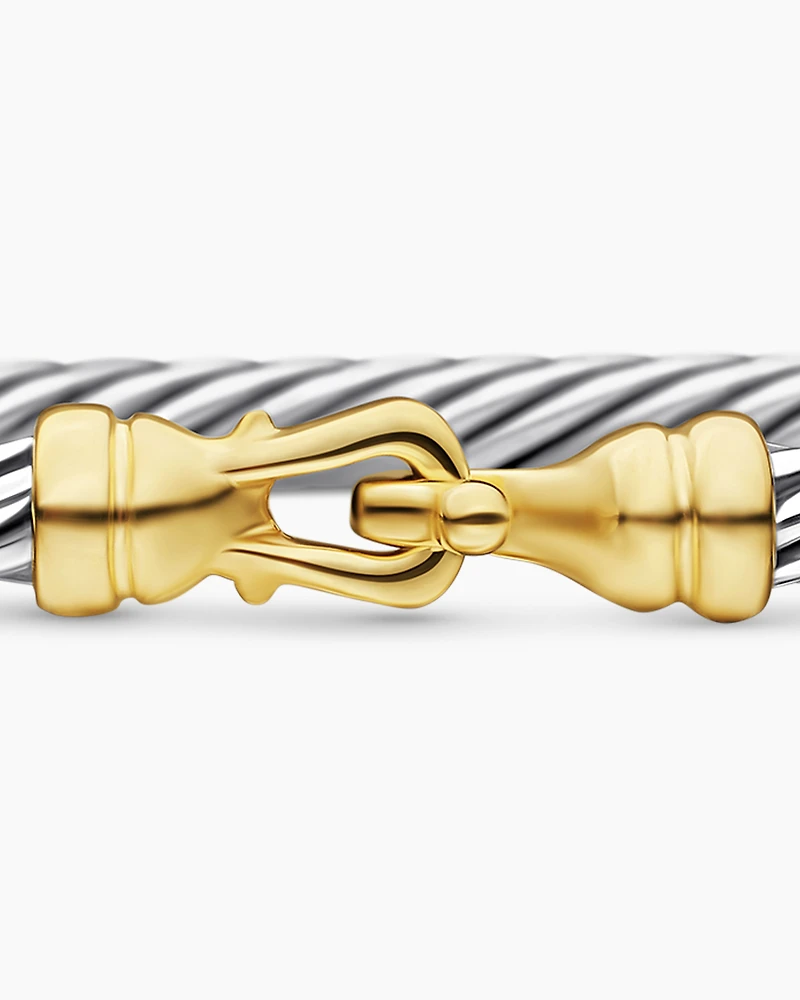 Buckle Classic Cable Bracelet Sterling Silver with 18K Yellow Gold, 3mm