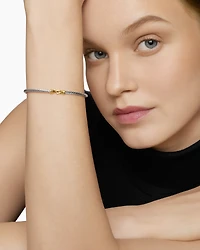 Buckle Classic Cable Bracelet Sterling Silver with 18K Yellow Gold, 3mm