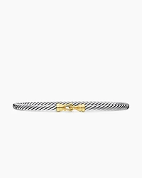 Buckle Classic Cable Bracelet Sterling Silver with 18K Yellow Gold, 3mm