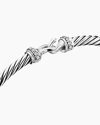 Buckle Classic Cable Bracelet in Sterling Silver with Diamonds, 3mm