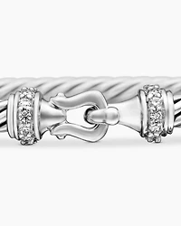 Buckle Classic Cable Bracelet in Sterling Silver with Diamonds, 3mm