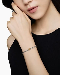 Classic Cable Heart Station Bracelet Sterling Silver with 18K Yellow Gold, 3mm