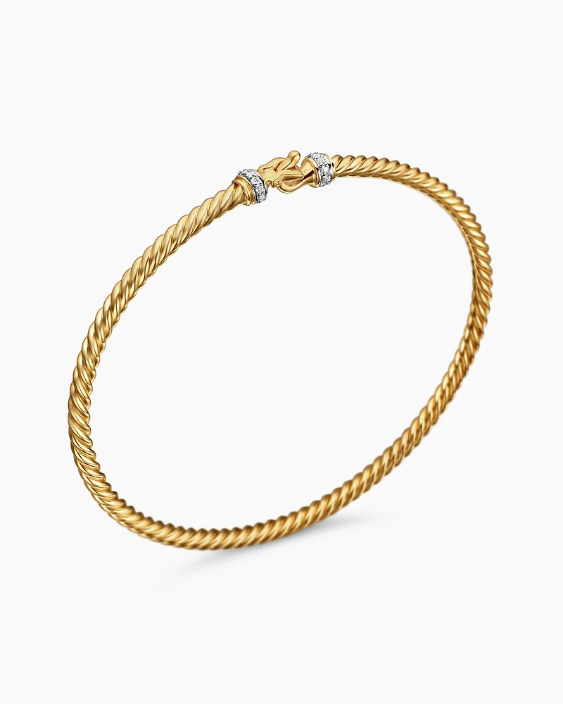 Buckle Classic Cable Bracelet 18K Yellow Gold with Diamonds, 2.6mm