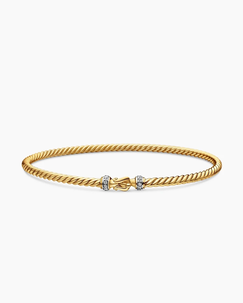 Buckle Classic Cable Bracelet 18K Yellow Gold with Diamonds, 2.6mm