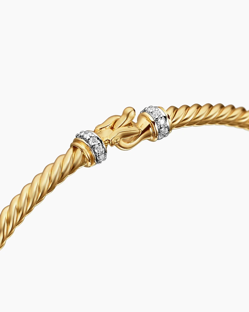 Buckle Classic Cable Bracelet 18K Yellow Gold with Diamonds, 2.6mm