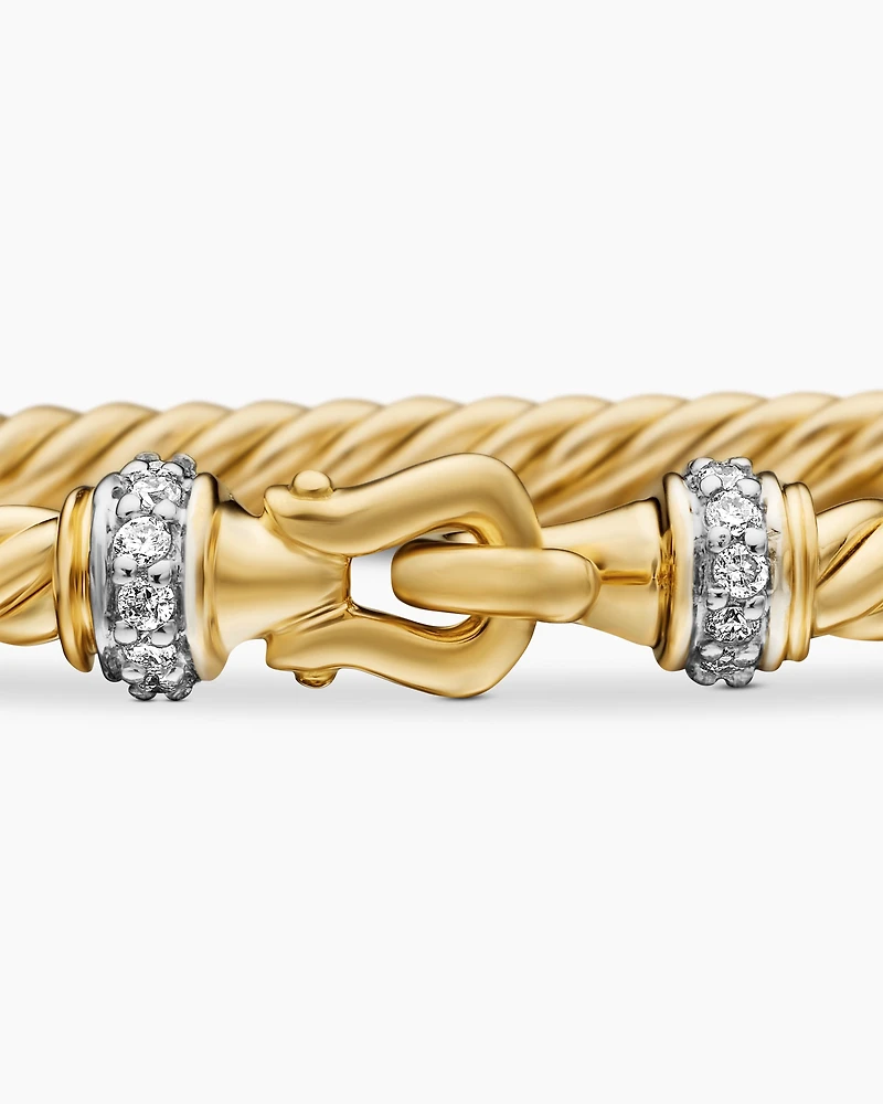 Buckle Classic Cable Bracelet 18K Yellow Gold with Diamonds, 2.6mm