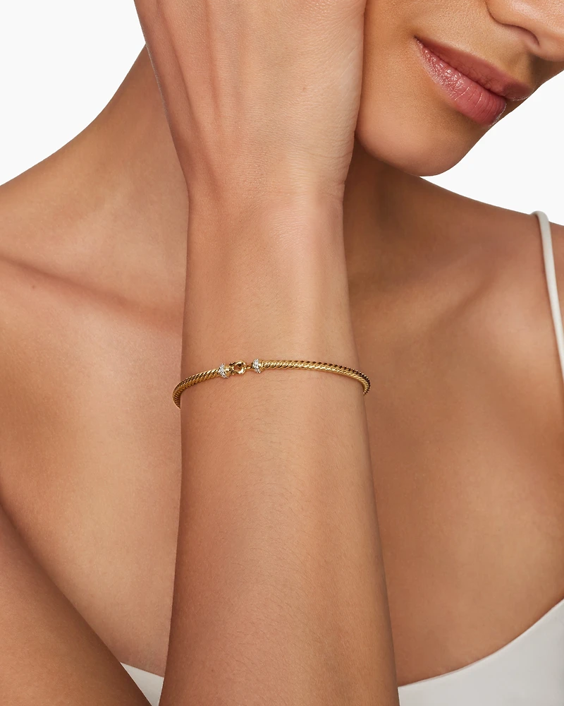 Buckle Classic Cable Bracelet 18K Yellow Gold with Diamonds, 2.6mm