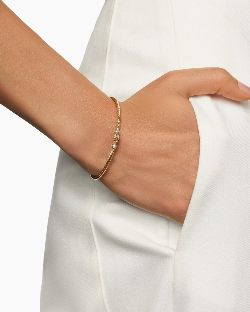 Buckle Classic Cable Bracelet 18K Yellow Gold with Diamonds, 2.6mm