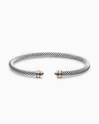 Classic Cable Bracelet Sterling Silver with 18K Rose Gold, 4mm