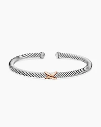 X Classic Cable Station Bracelet in Sterling Silver with 18K Rose Gold, 4mm
