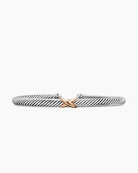 X Classic Cable Station Bracelet in Sterling Silver with 18K Rose Gold, 4mm