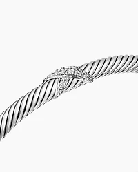 X Classic Cable Station Bracelet Sterling Silver with Diamonds, 4mm