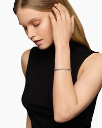 X Classic Cable Station Bracelet Sterling Silver with Diamonds, 4mm