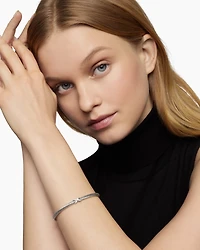 X Classic Cable Station Bracelet Sterling Silver with Diamonds, 4mm