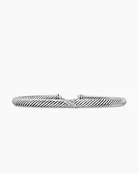 X Classic Cable Station Bracelet Sterling Silver with Diamonds, 4mm