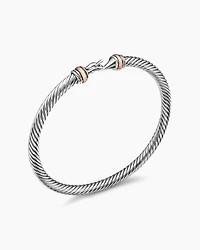 Buckle Classic Cable Bracelet Sterling Silver with 18K Rose Gold, 4mm