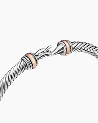 Buckle Classic Cable Bracelet Sterling Silver with 18K Rose Gold, 4mm
