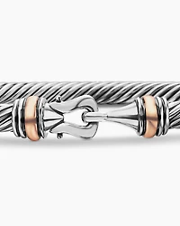 Buckle Classic Cable Bracelet Sterling Silver with 18K Rose Gold, 4mm