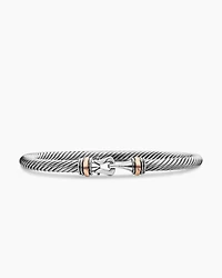 Buckle Classic Cable Bracelet Sterling Silver with 18K Rose Gold, 4mm