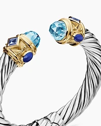 Renaissance® Classic Cable Bracelet in Sterling Silver with 14K Yellow Gold, Blue Topaz, Iolite and Lapis, 10mm