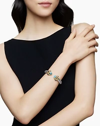 Renaissance® Classic Cable Bracelet in Sterling Silver with 14K Yellow Gold, Blue Topaz, Iolite and Lapis, 10mm
