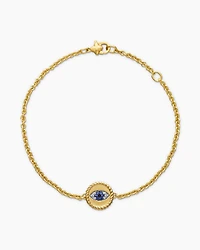 Cable Collectibles® Evil Eye Bracelet in 18K Yellow Gold with Pavé Sapphires and Diamonds, 2mm