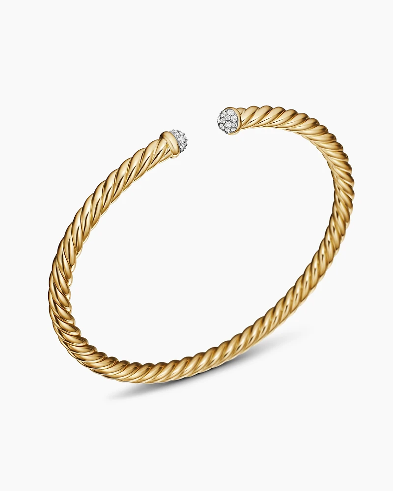 Cable Flex® Bracelet 18K Yellow Gold with Diamonds, 4mm