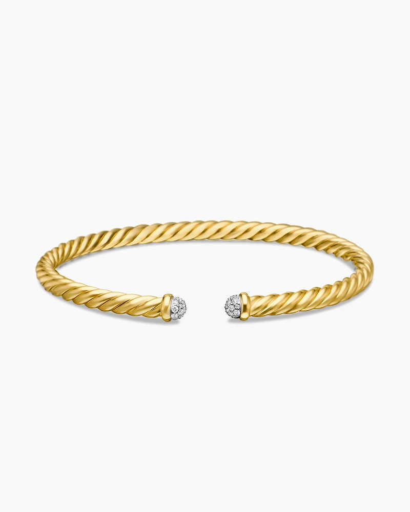 Cable Flex® Bracelet 18K Yellow Gold with Diamonds, 4mm