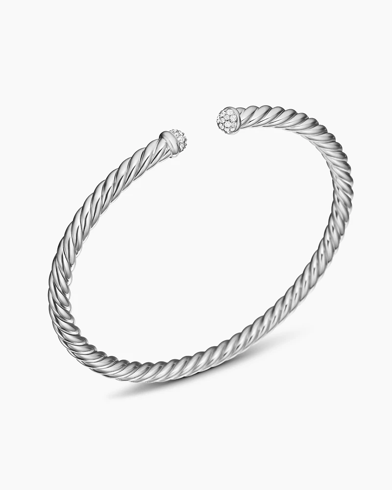 Cablespira Bracelet 18K White Gold with Diamonds, 4mm