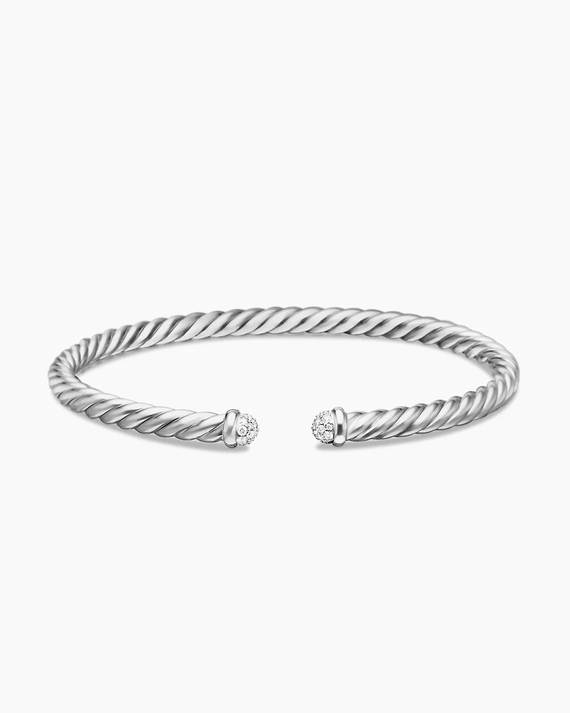 Cablespira Bracelet 18K White Gold with Diamonds, 4mm