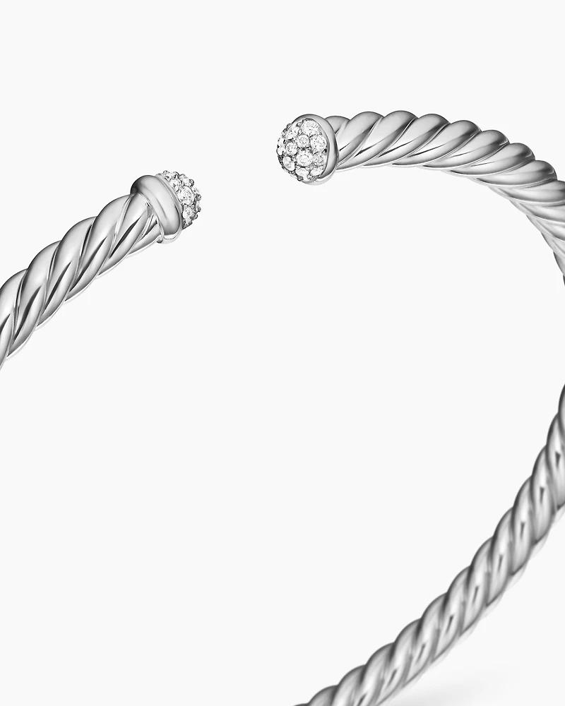 Cablespira Bracelet 18K White Gold with Diamonds, 4mm
