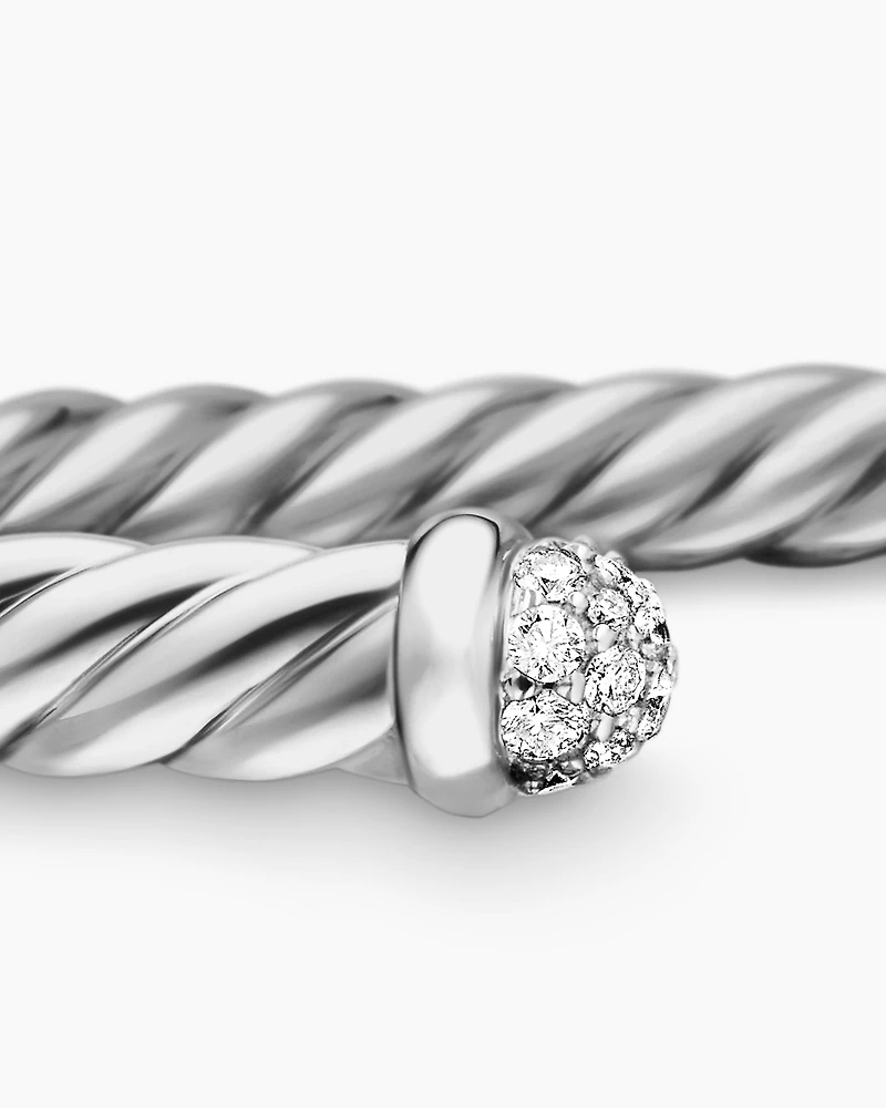 Cablespira Bracelet 18K White Gold with Diamonds, 4mm