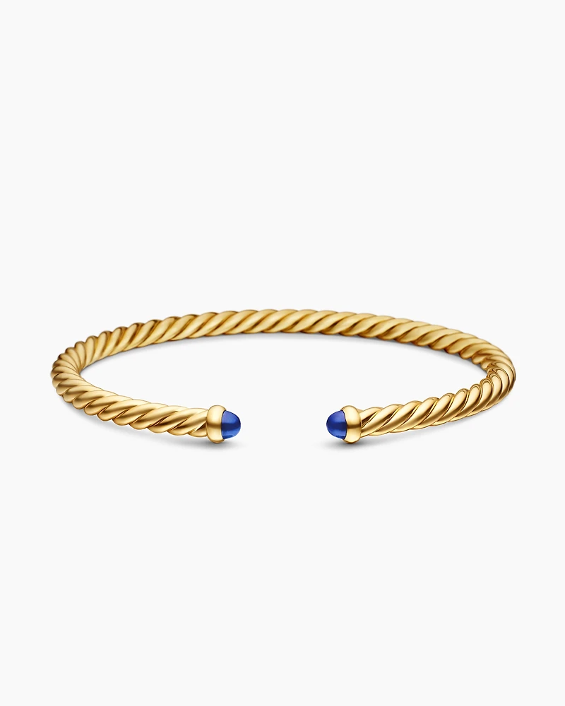 Cablespira® Flex Bracelet 18K Yellow Gold with Blue Sapphires, 4mm