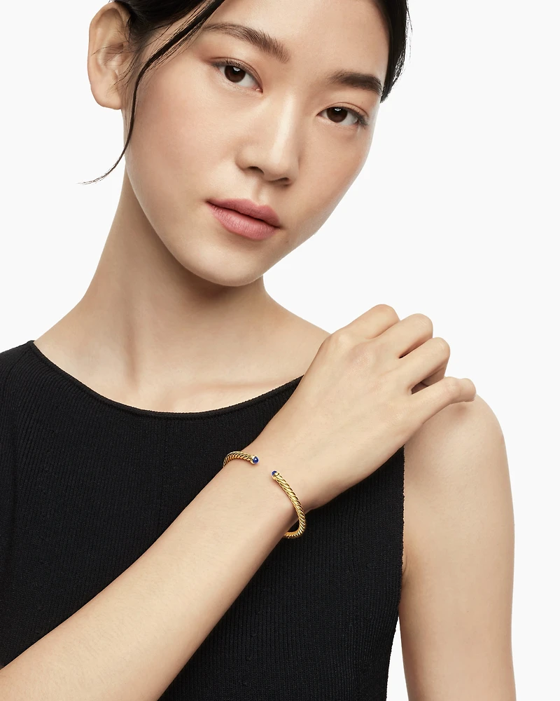 Cablespira® Flex Bracelet 18K Yellow Gold with Blue Sapphires, 4mm