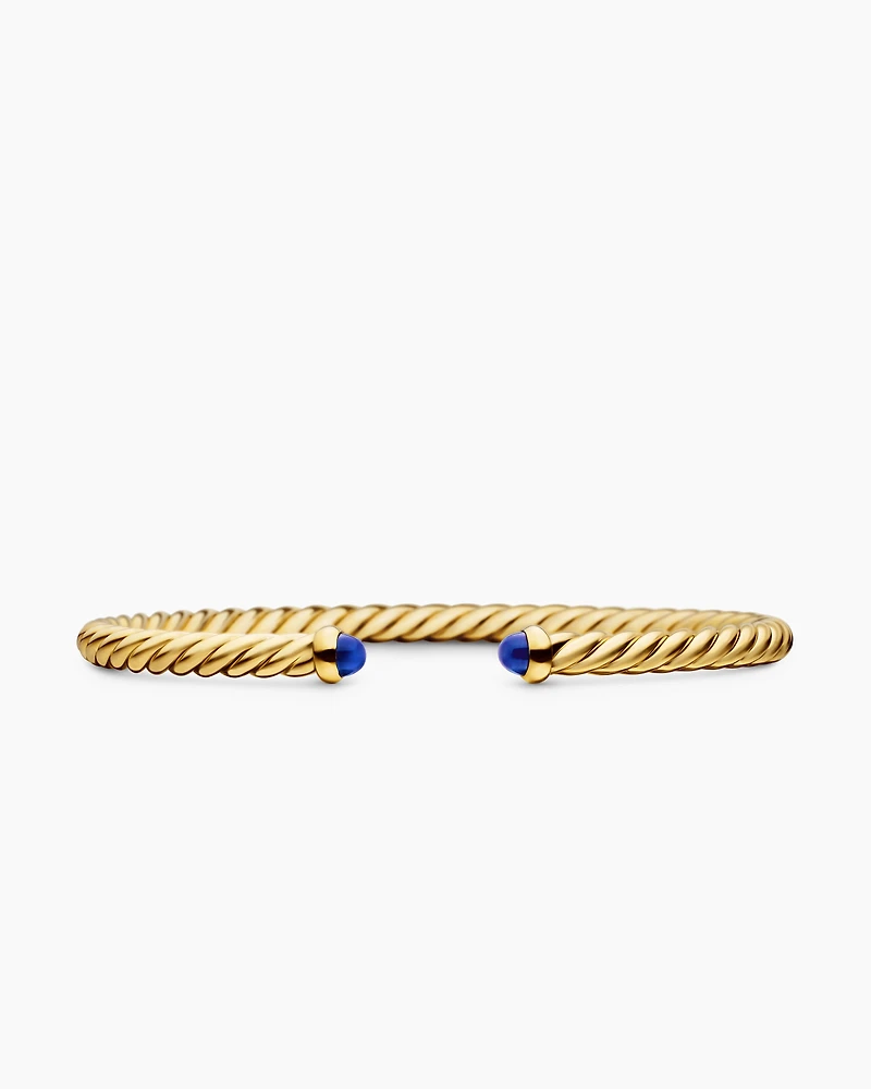 Cablespira® Flex Bracelet 18K Yellow Gold with Blue Sapphires, 4mm