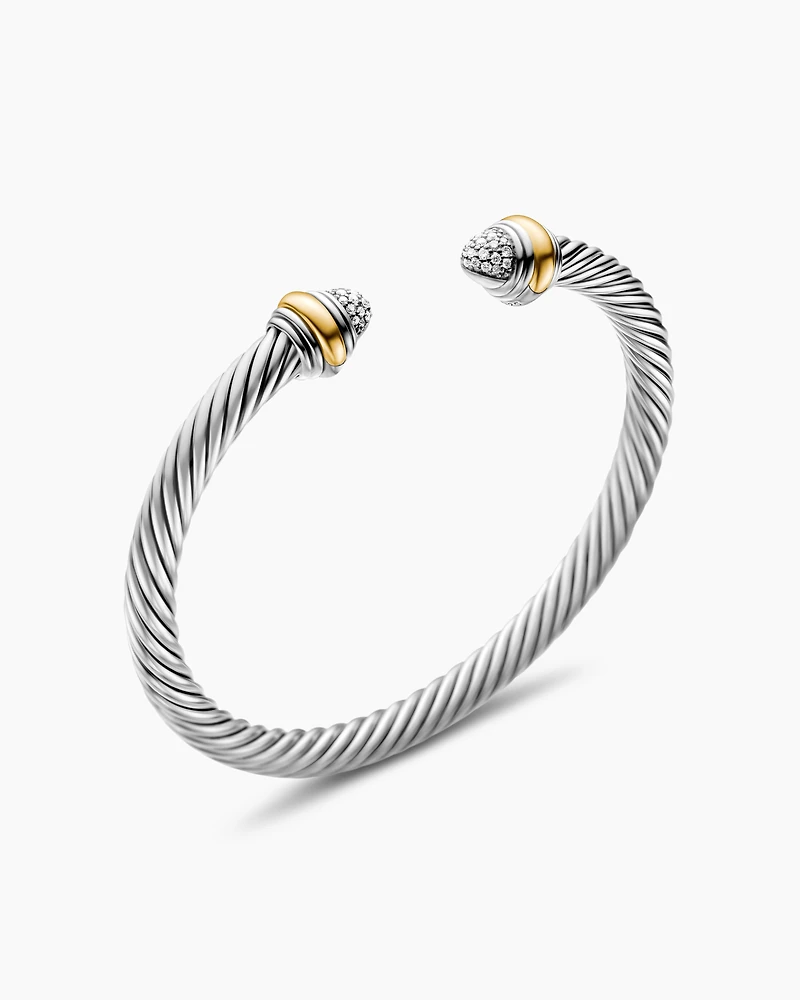 Cable Classics Bracelet with Pavé Domes and 14K Yellow Gold, 5mm