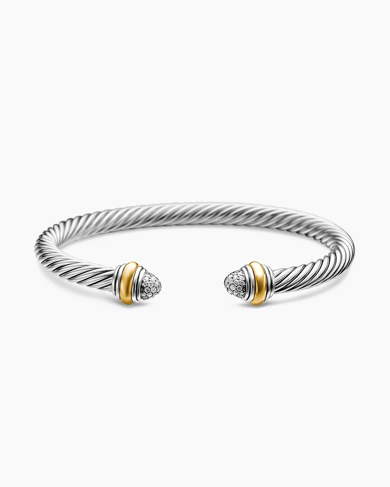 Cable Classics Bracelet with Pavé Domes and 14K Yellow Gold, 5mm