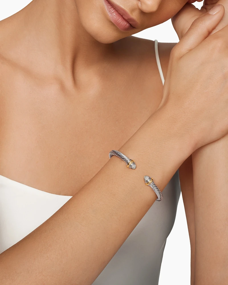 Cable Classics Bracelet with Pavé Domes and 14K Yellow Gold, 5mm