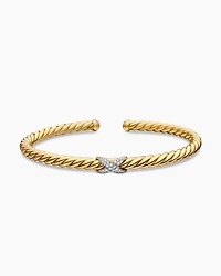 Cablespira X Station Bracelet 18K Yellow Gold with Diamonds, 4mm