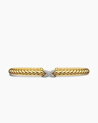 Cablespira X Station Bracelet 18K Yellow Gold with Diamonds, 4mm