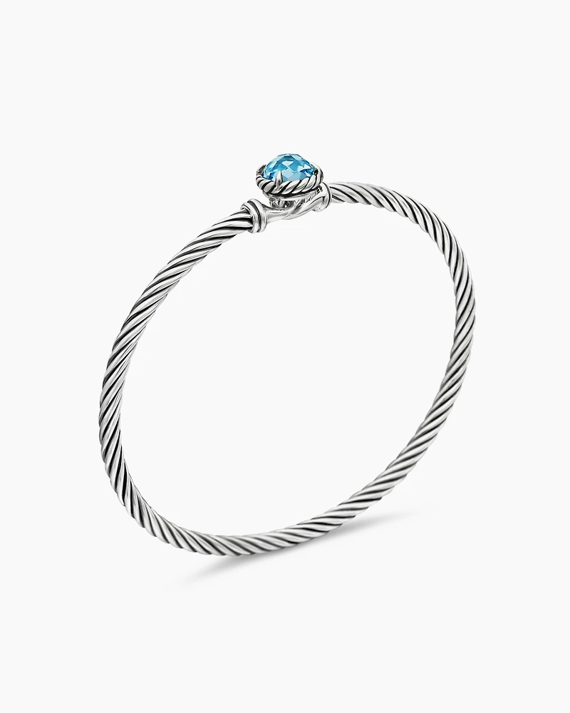 Petite Chatelaine® Bracelet Sterling Silver with Blue Topaz, 3mm